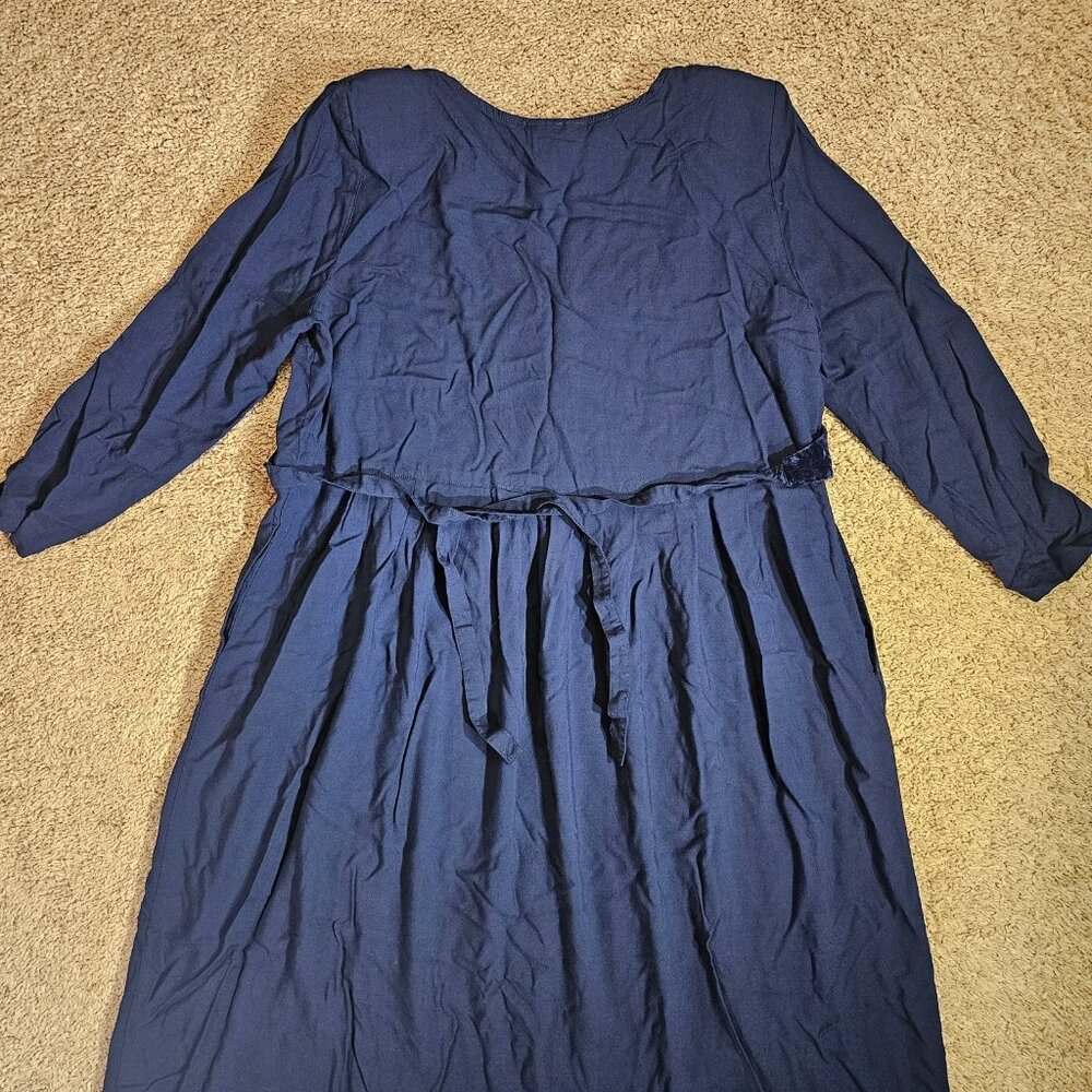 Vintage LG Star Dress Womens 18W Blue Velvet Vest Overlay Shoulder Pads 90s - Picture 10 of 12